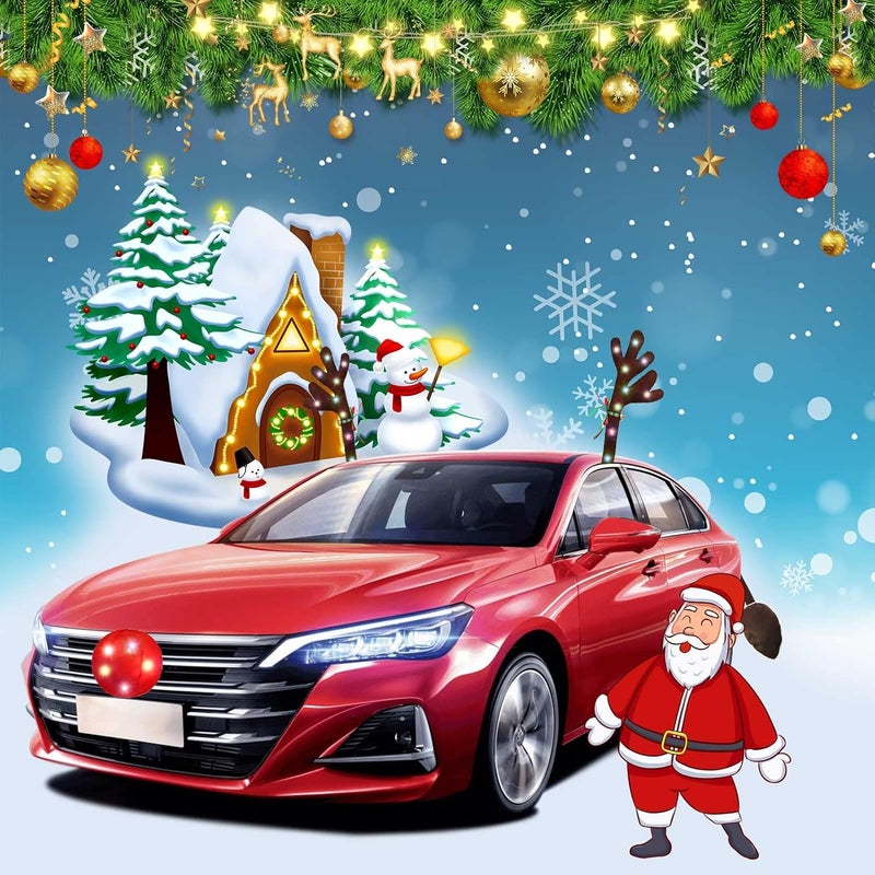 GlACBIUG Reindeer Antlers for Cars, LED 2025 Christmas Car Decorations Kit with Jingle Bells, Nose, Tail, Multicolor Light-Up Rudolph Xmas Decor for SUV, Van, Truck - Image 5